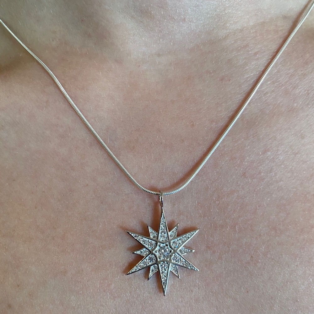 Sterling Silver Cz Star Necklace - Picture 7 of 13